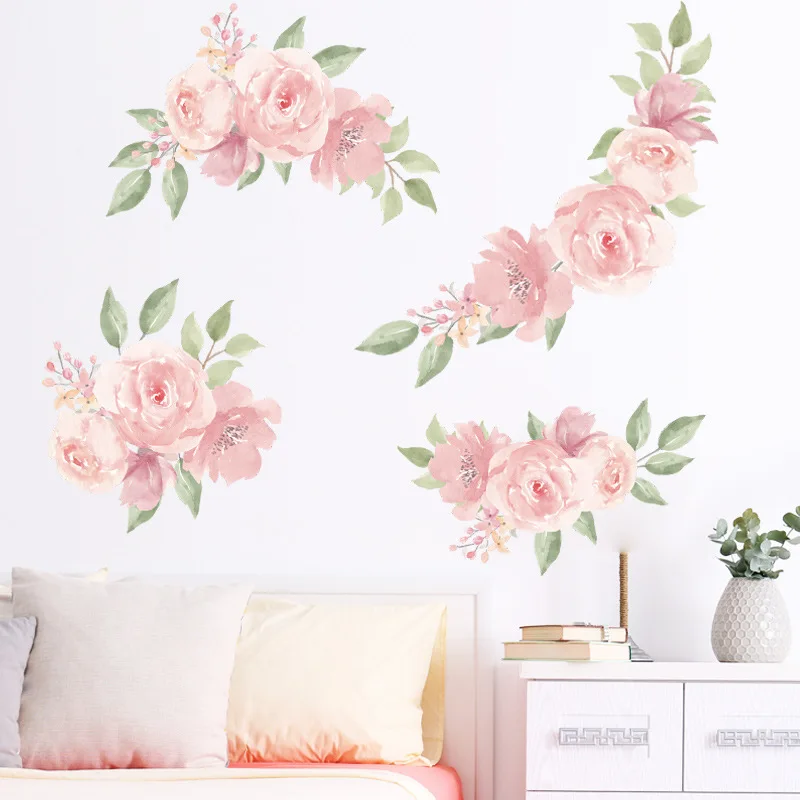 pink rose girl bedroom xuan wall beautification decorative wall stickers self-adhesive decorations room living room decoration