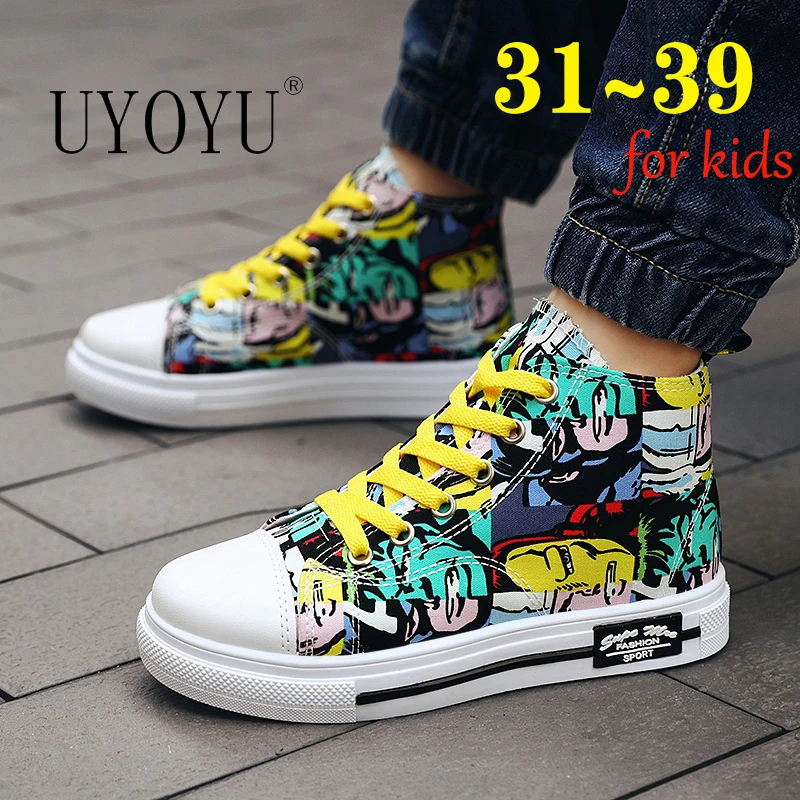 

Кеды детские с высоким берцем, повседневные холщовые кроссовки на платформе, обувь на плоской подошве, белые, весна-лето