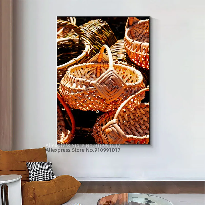 Ворс плетеных корзин холст картина стены HD принты Декор |