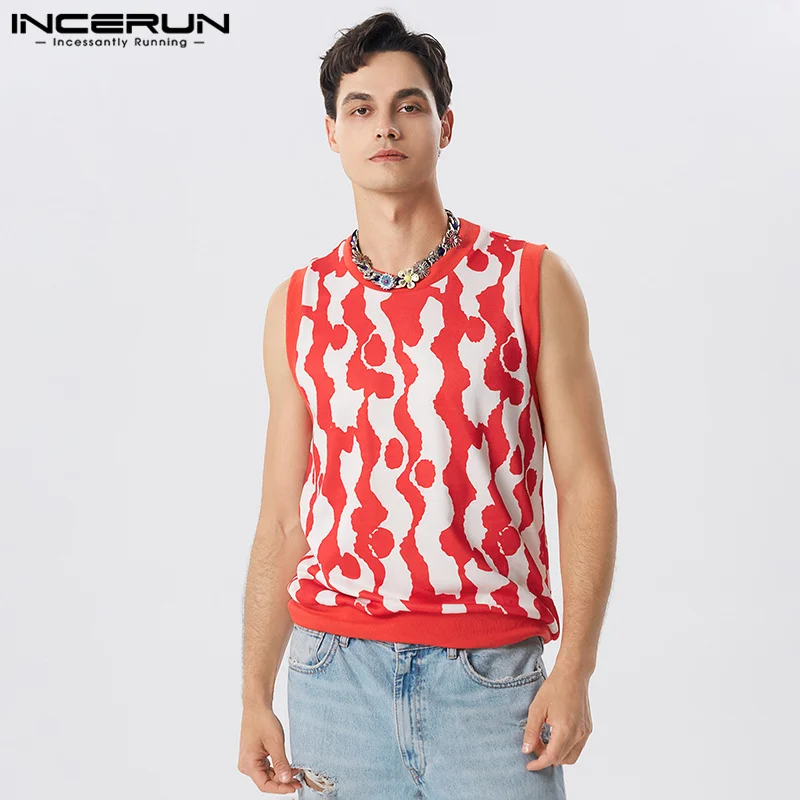 

Men Tank Tops Printing Round Neck Sleeveless Casual Fashion Male Vests Summer 2023 Fitness Streetwear Men Clothing S-5XL INCERUN