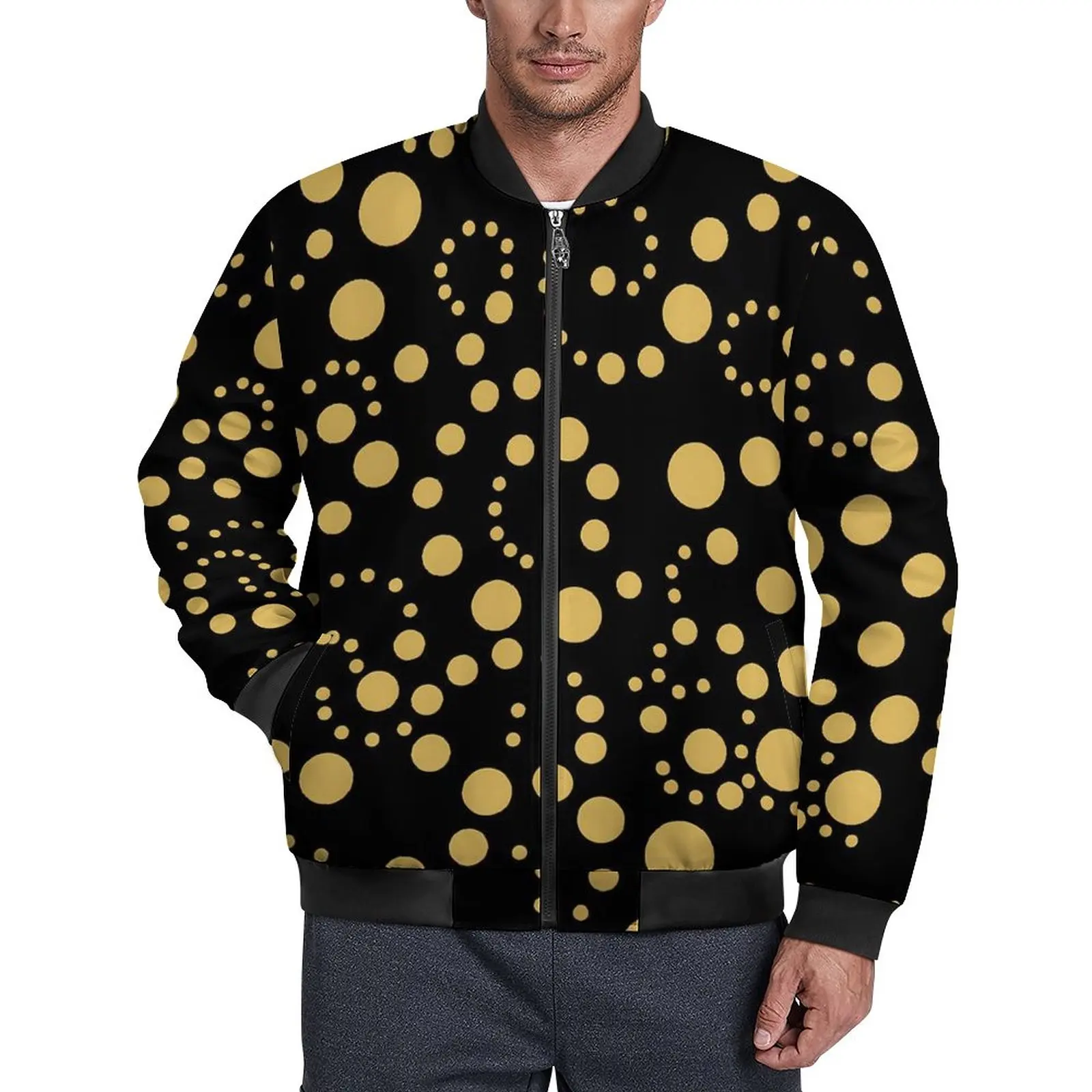 

Мужская Осенняя ветровка в горошек, с принтом