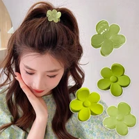 cute summer green flower acrylic hair clip for women girls sweet ponytail hair claw shark hairpin barrettes hair accessories