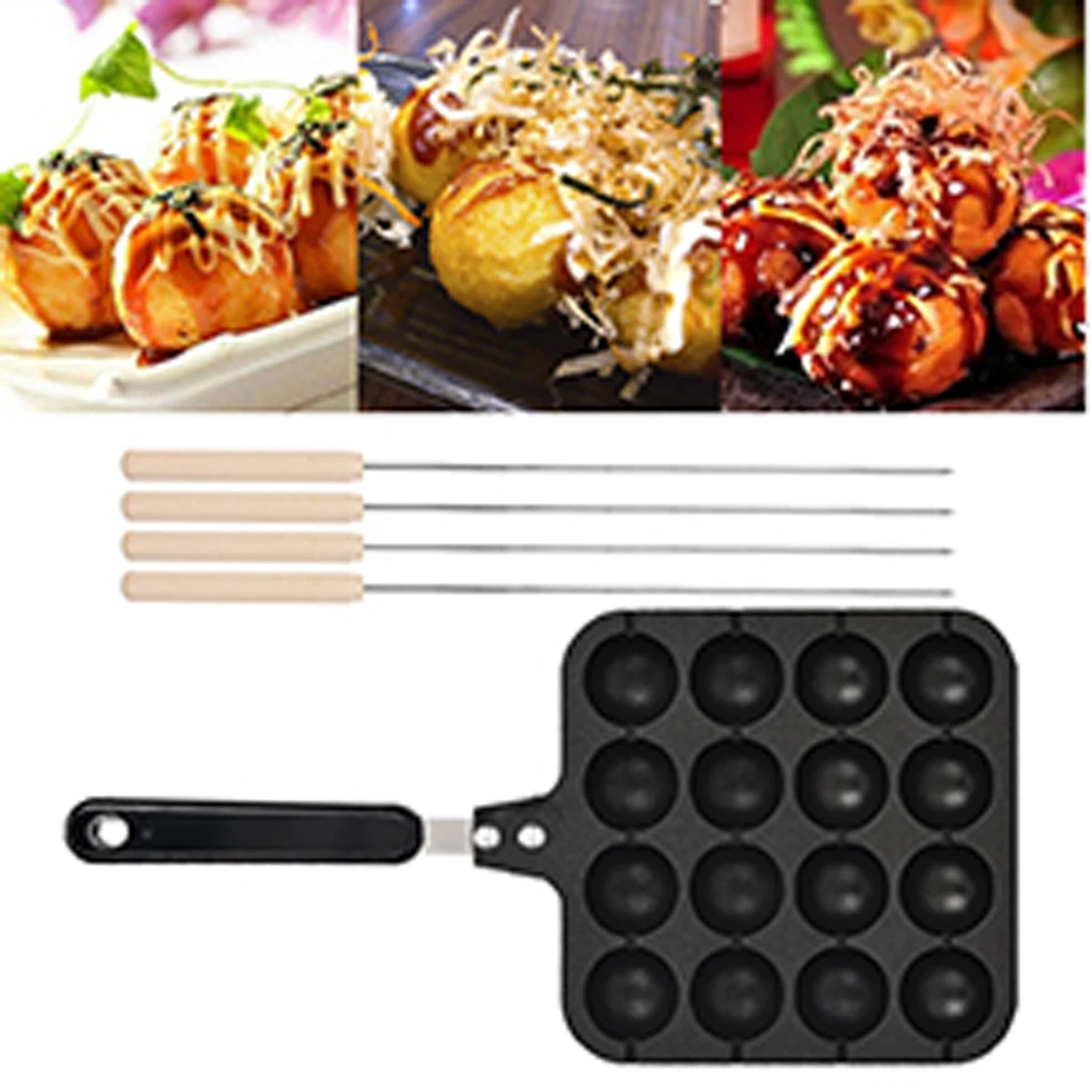 

Octopus Ball Maker Kit Home Non-stick Octopus Ball Pan Mould Tray Mold Plate with 4 Needles