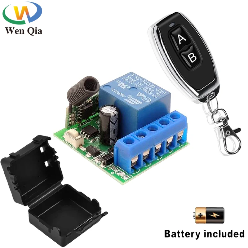 

DC12V 10A Relay 1 CH 433Mhz Wireless RF Remote Control Switch Transmitter with Receiver Module For LED Light Door Remote Control