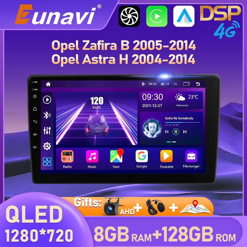 

Eunavi 2 din car radio android 10 For Opel Zafira B 2005 - 2014 For Opel Astra H 2004 GPS car stereo carplay Autoradio no dvd