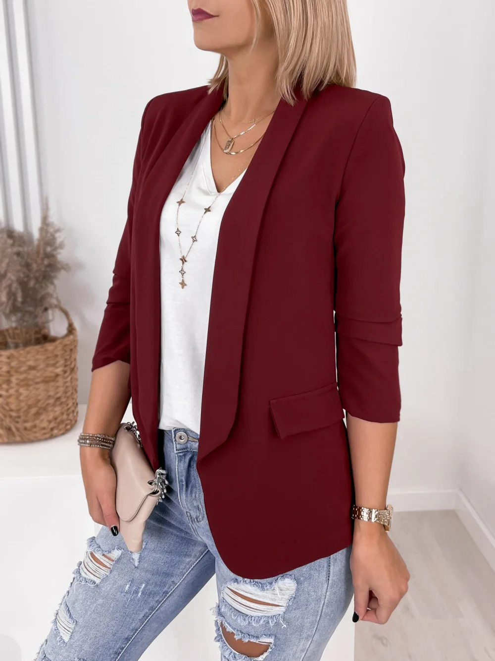 

Women's Jackets Women Coat Top New Solid Color Slim Fit Long Sleeve Solid Color Small Suit Ladies Clothing Women