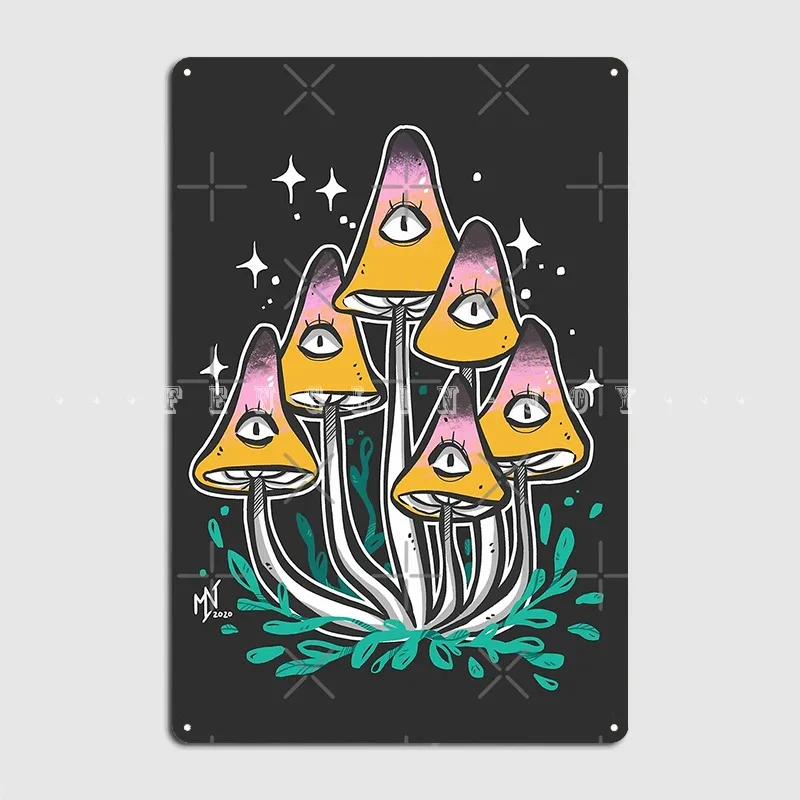 

Magical Eye Mushrooms Metal Sign Cinema Living Room Cinema Vintage Plates Tin Sign Poster