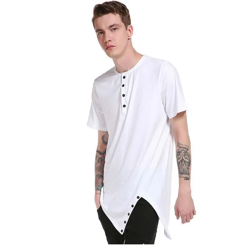 

5061-R-Men's round neck T-shirt solid color loose clothes five points men's clothing