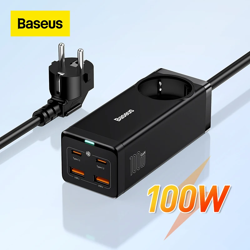 Baseus 100W GaN3 Pro Desktop Charger Power Strip Charging Station Fast Charger For iPhone 14 13 12 Pro Max Xiaomi Samsung Laptop