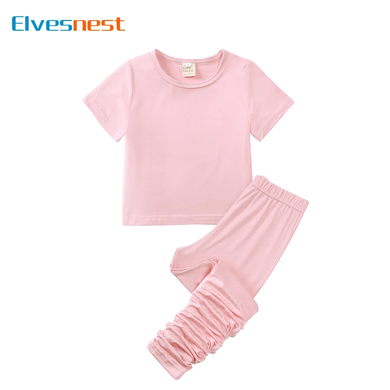 

Summer Kids Clothes Girls Outfit Sets Fashion Solid Color Boys Clothing Set Shrot Sleeve Tops Pants Children Clothing 2-7 Years