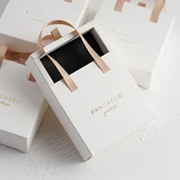 20PCS Custom Logo Printed Luxury Sliding Handle White Paper Cardboard Gift Packaging Bracelet Drawer Jewelry Box