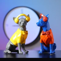 cute chihuahua sculpture animal small ornaments living room porch tv cabinet decoration animal dog earphone crafts desk decor