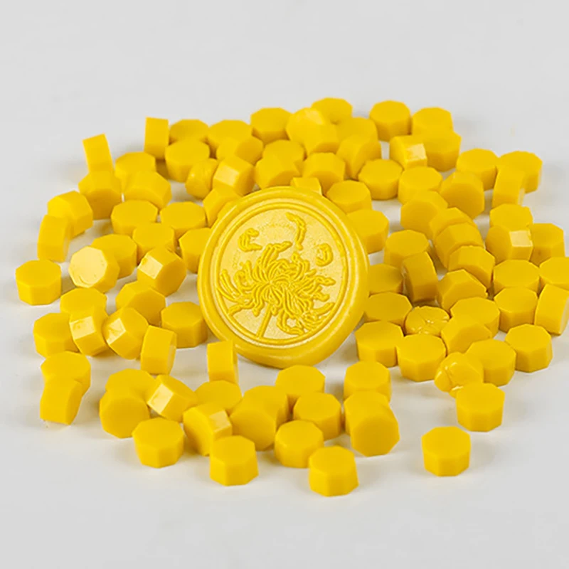 

Yellow 100Pcs Sealing Wax Seal Beads Beans Stamp for DIY Craft Wedding Birthday Party Invitation Wax seal Ancient Sealing Wax