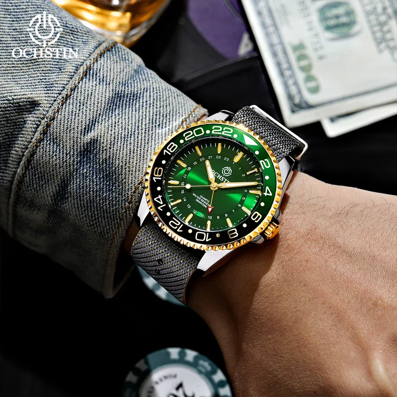 Цена Часы мужские Кварцевые водонепроницаемые (3 атм) с двумя часовыми поясами