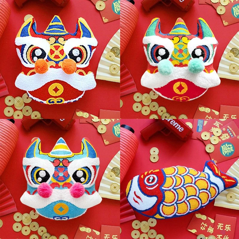 

Chinese Dancing Lion Hand Cushion Warm pillow can be used in hand Chinese New Year National Style Sofa Decoration Dropshipping