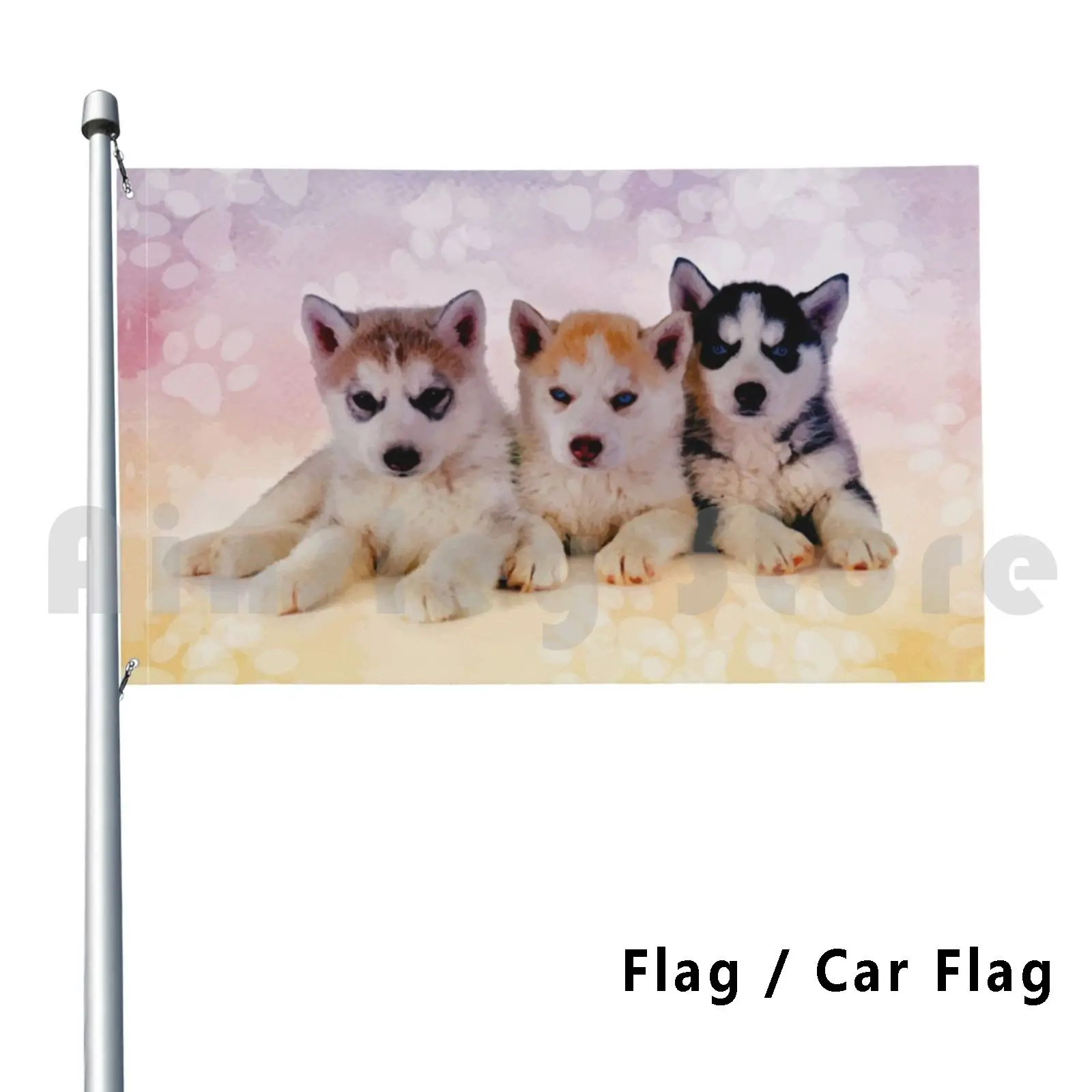 

Siberian Husky Puppies Flag Car Flag Funny Husky Puppy Cute Puppy Siberian Husky Husky Sled Dog Malamute
