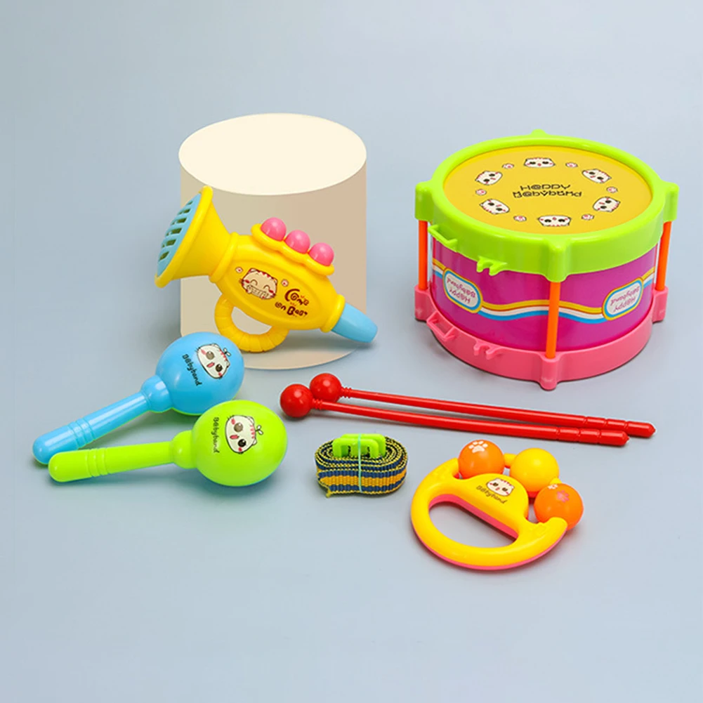 

Drum Trumpet Toy 5Pcs/Set Baby Hand Drum Interactive Toy Cognitive Ability Learning Early Educational Instrument Birthday Gift
