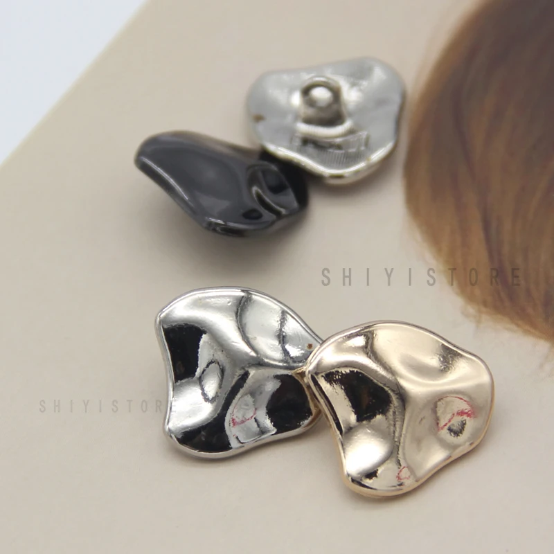 

6pcs 19/24mm Irregular Stone Black Gold Metal Button For Clothes Coat Blazer Decorations Handmade Needlework Sewing Accessories