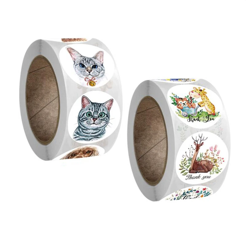 

50-500PCS Little Animal Intimacy Sealing Labels Sticky Thank You Stickers Aesthetic Stationery Decorative Scrapbook for Kids