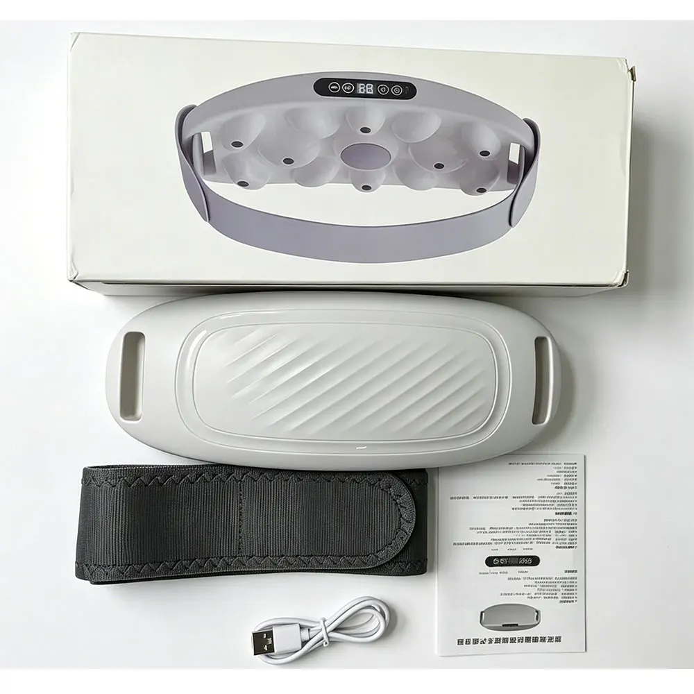 Фото Электрический массажер для живота с подогревом, пояс-тренажер для сжигания жира и целлюлита, вибрационный массажер для мышц, пояс для похудения и снижения веса №1