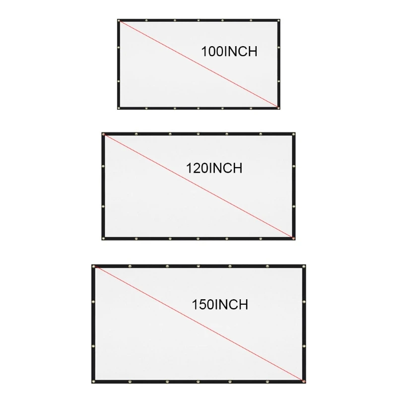 

100/120/150 inch Projection Screen 16:9 High Definition Foldable Anti-Crease Portable Projector Movies Widescreen 24BD