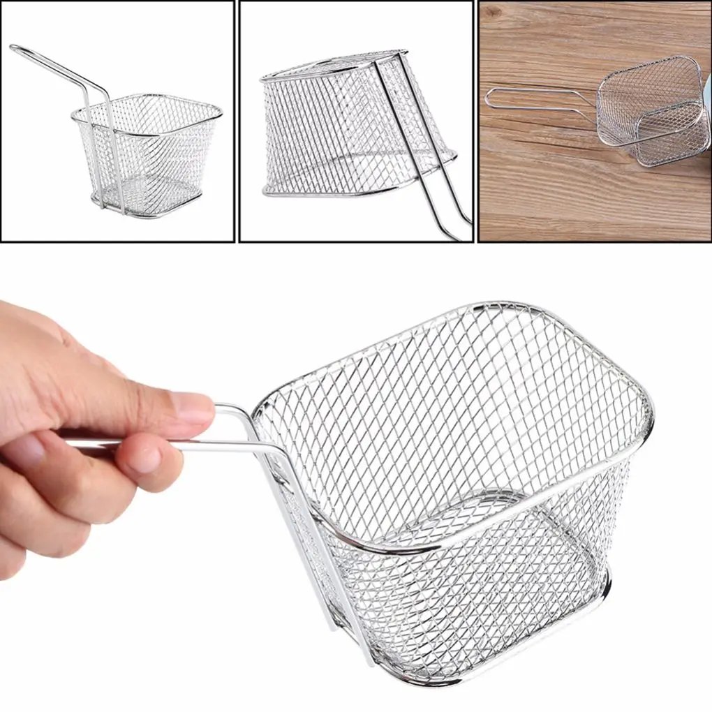 

Stainless Steel French Fries Basket Portable Mini Frying Basket Strainer Fryer Kitchen Cooking Chef Basket Colander Tool