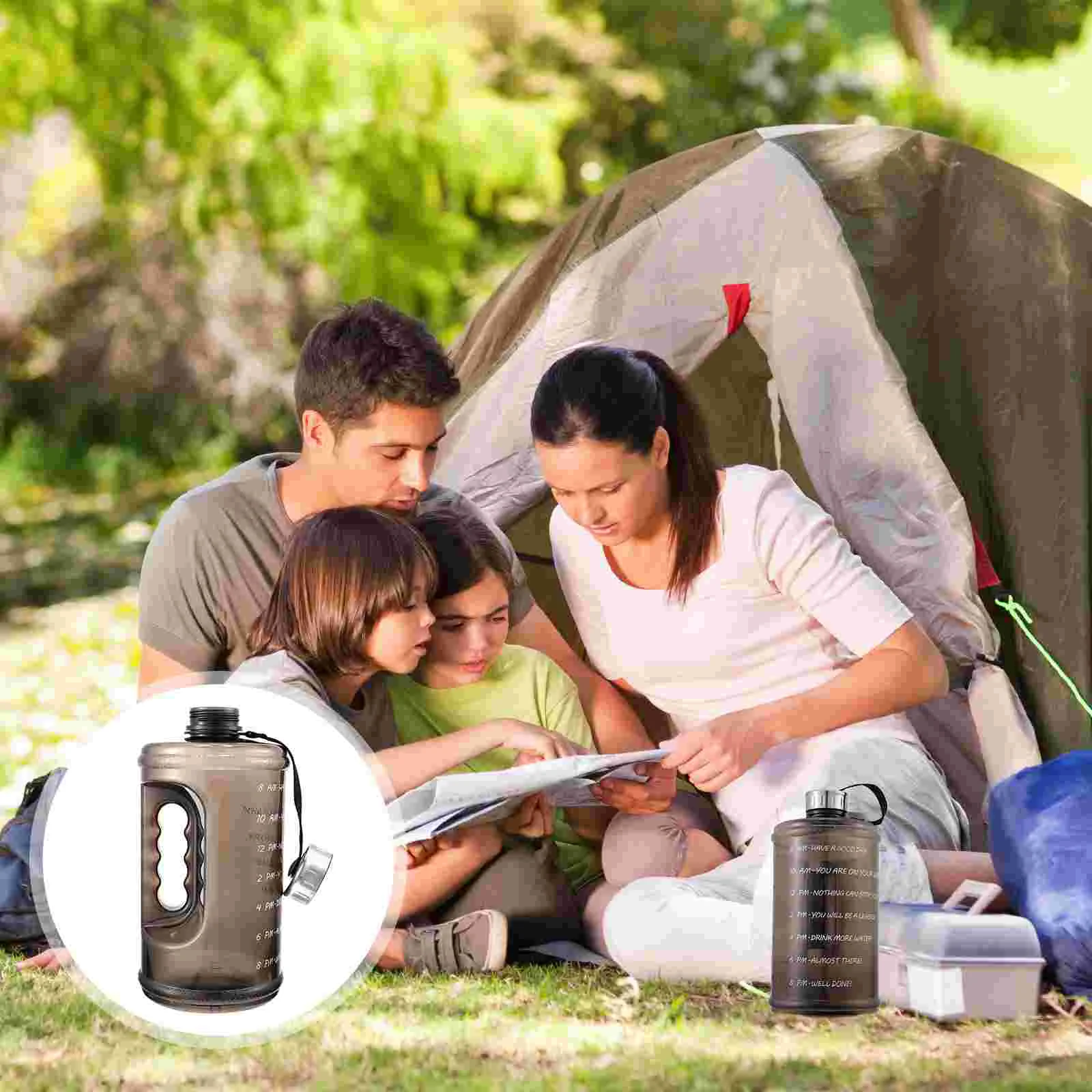 

Bottle Water Outdoor Time Workout Drink Scale Marker Capacity Hiking Gallon Fitness Jug Gym Bottles Clear Large Portable Cycling