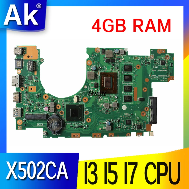 

X502CA Motherboard W/ I3 I5 I7 CPU 4GB RAM Mainboard for ASUS 15"inch X502CA X502C F502CA Laptop Motherboard Mainboard