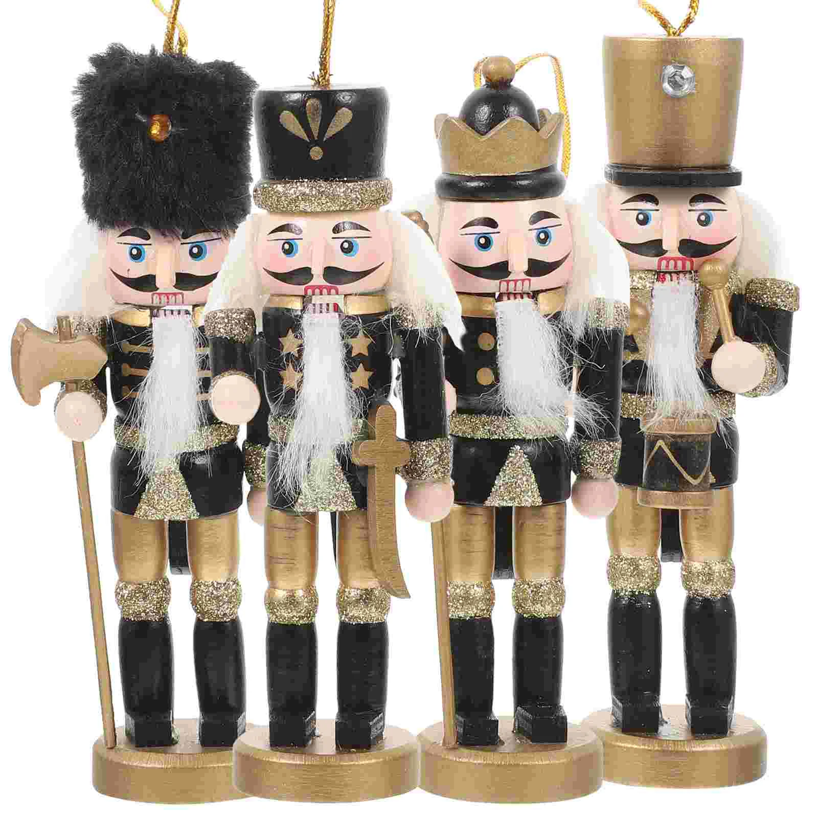

4 Pcs Miniture Decoration Nutcracker Wooden Ornaments Xmas Decorations Christmas Nutcrackers Adornments Crafts