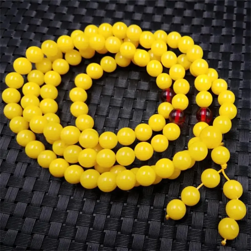 Yellow amber round bead nelace 10mm bracelet 108 multi-circle bracelets