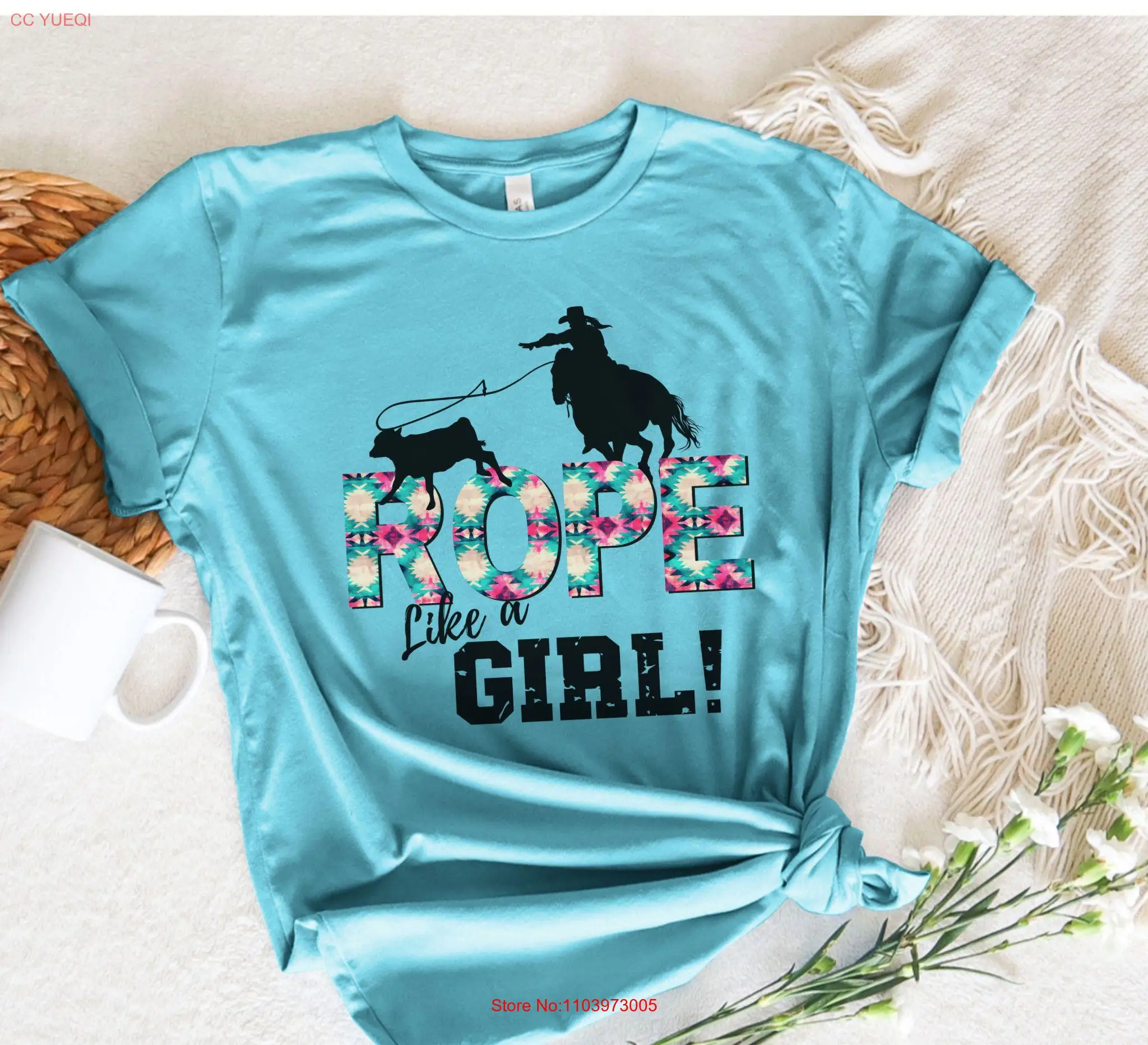 Фото Футболка Breakaway Roping Rope Like A Girl Roper Cowgirl с длинными или короткими рукавами №1
