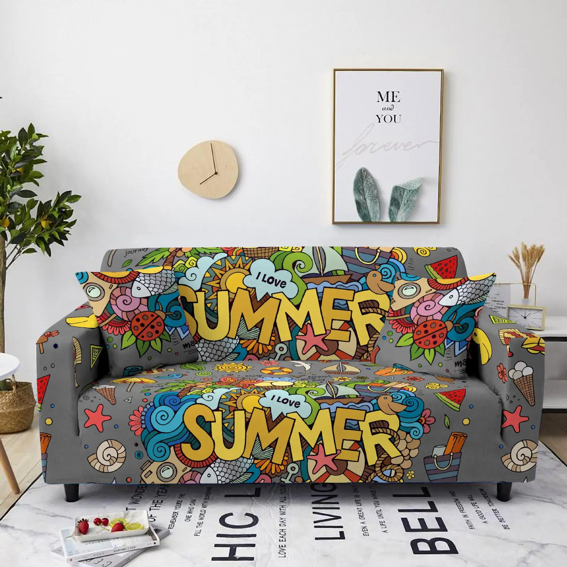 

New Cartoon Pattern Sofa Cover Home Decor All Inclusive Elastic Spandex Sofa Covers for Living Room Cushion Cover Couch Cover