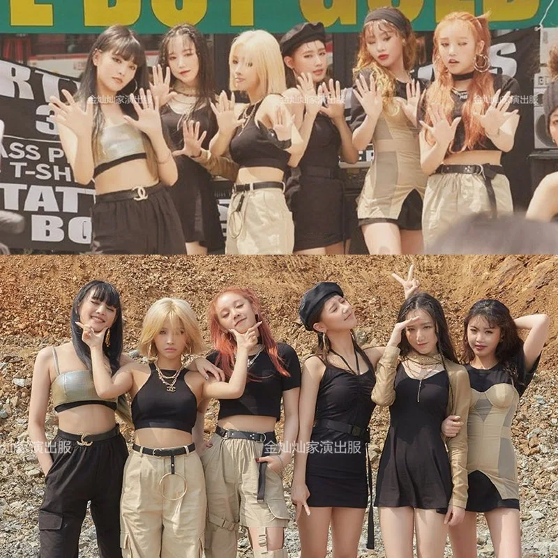 

Korean Women'S Group Perform Jazz Dance Costumes Female Singer Modern Street Dance Hip Hop Suit Festival Rave Outfits DWY7552