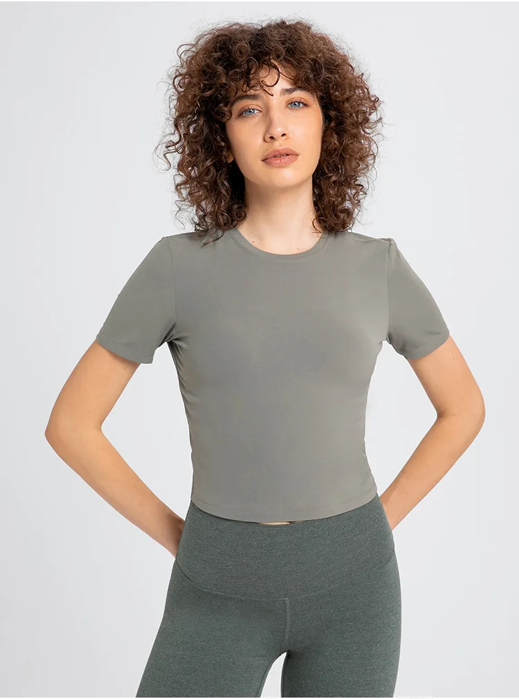 LuluTop Women Gym Shirts Women's Short Sleeve Top Yoga Fitness Sport Crop T-shirt Sportswear Outdoor Leisure Womens Clothing