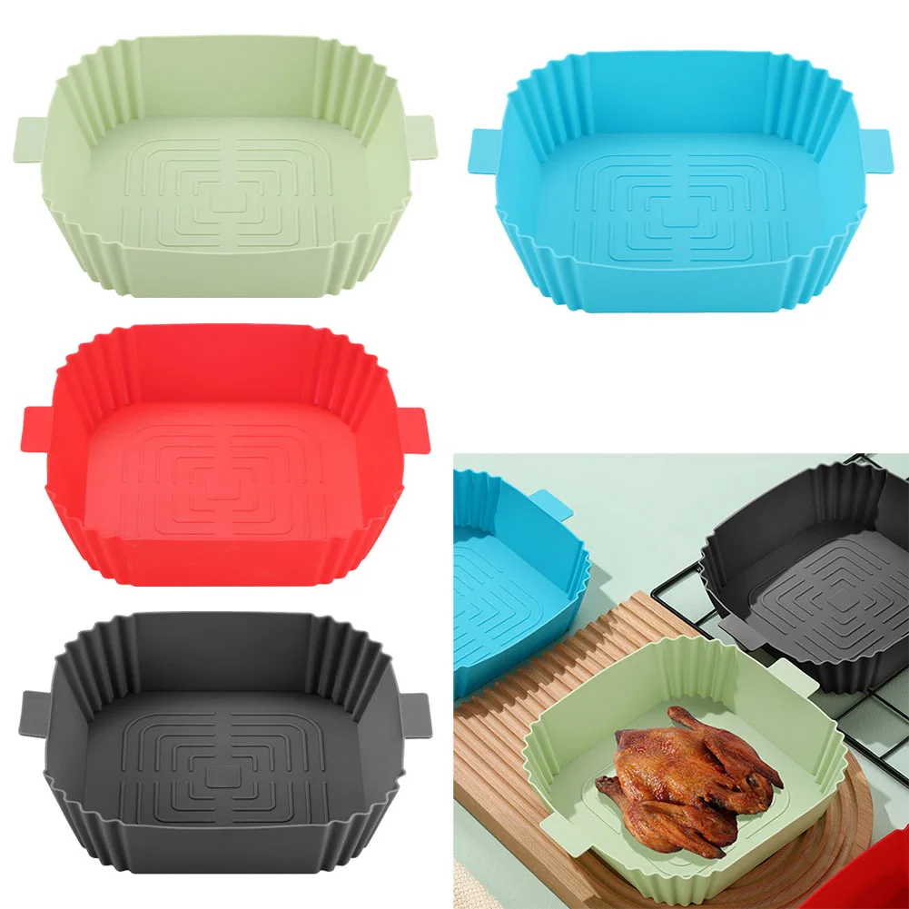 

Silicone Air Fryers Oven Baking Tray Fried Pizza Chicken Mat AirFryer Silicone Pot Round Reusable Cake Pan Air Fryer Accessories