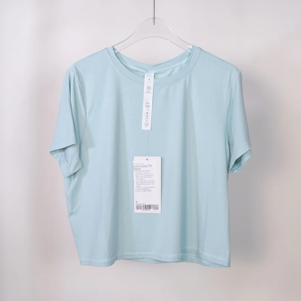 Lulu Women Ladies Summer Solid Color Short Sleeve Top Loose Elastic Breathable Sports Yoga Dance Gym Sports Leisure T-Shirt