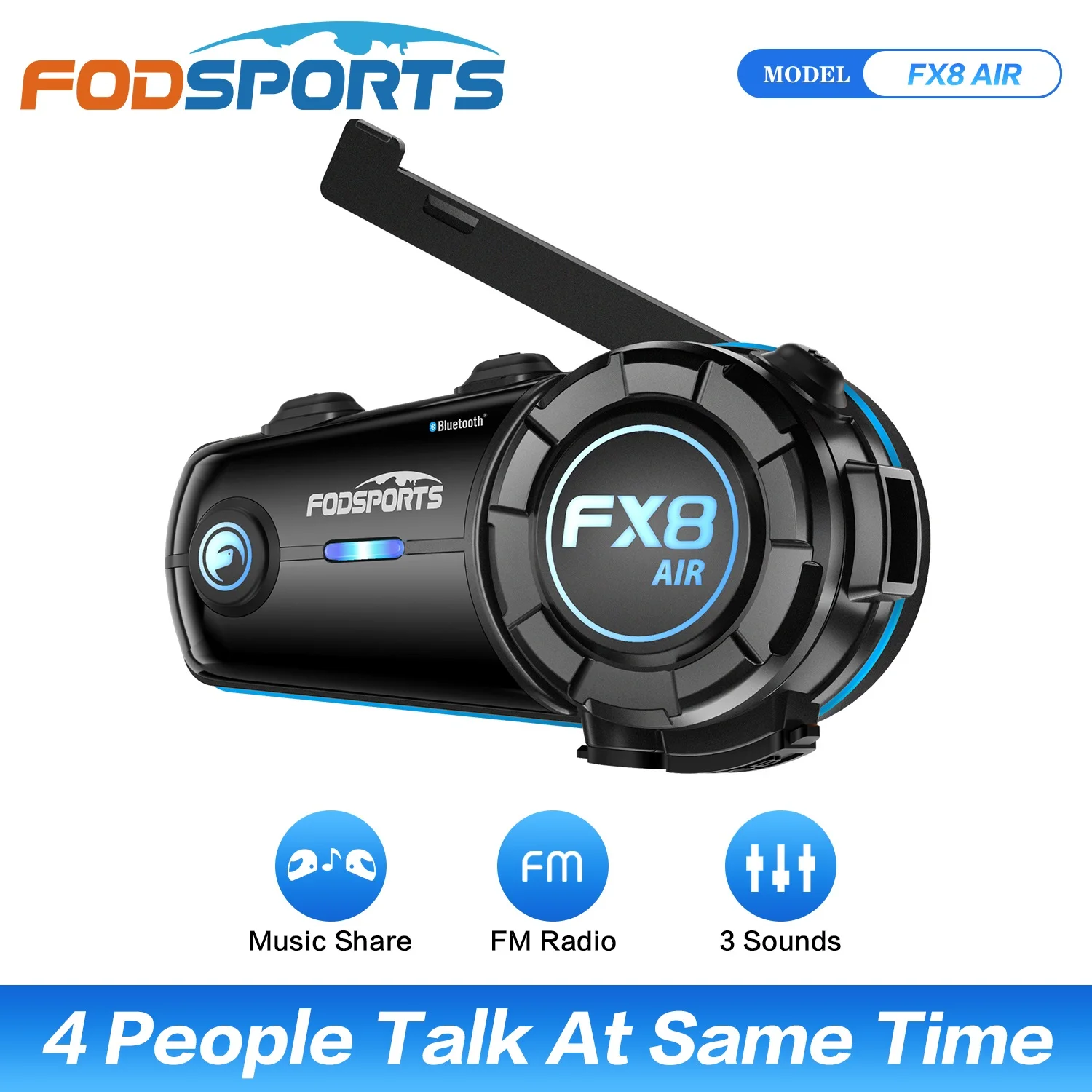 

Мотоциклетная гарнитура Fodsports FX8 AIR Мотоциклетный Bluetooth-шлем Гарнитура,4 гонщика 1000M.