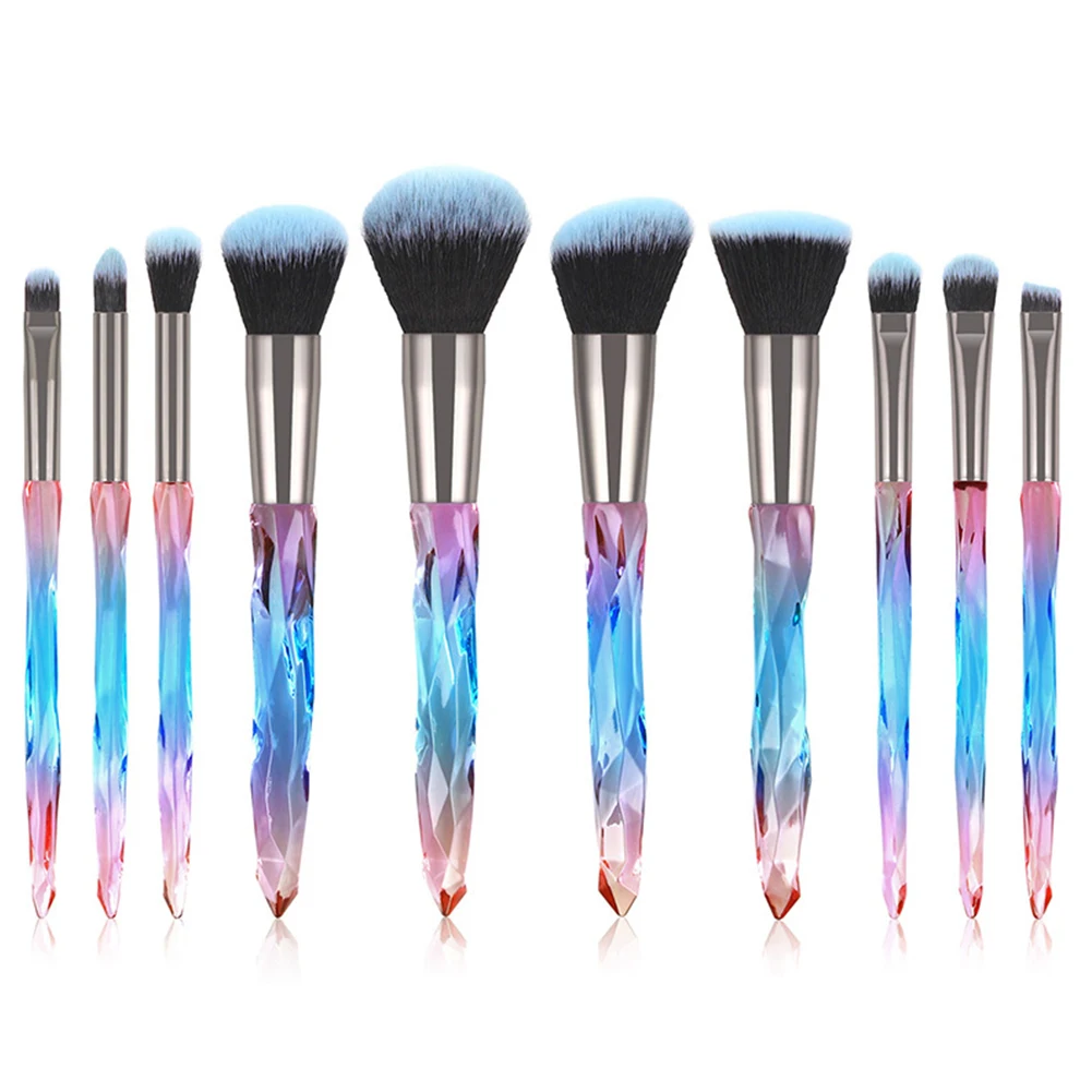 

10 шт. домашние тени для век Румяна ручной кристаллическая ручка набор кистей для макияжа Радужный Цвет Косметические Инструменты для пудры ...