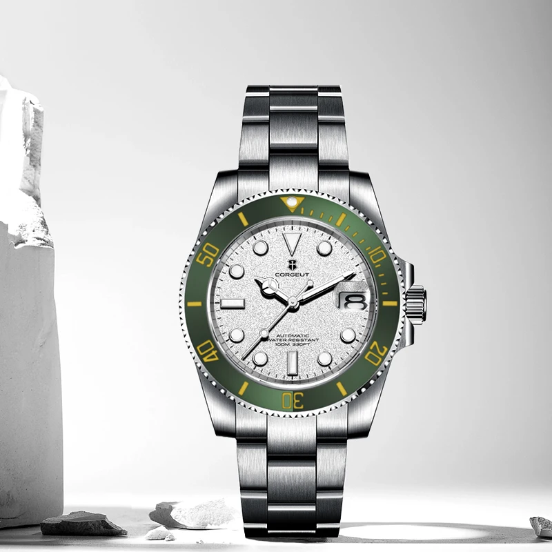 Мужские водонепроницаемые часы с керамическим стеклом и сапфировым 40 мм