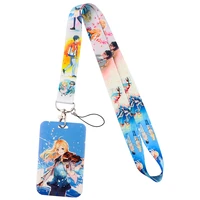 ad1747 japanese anime april ribbon keychain lanyard for keys mobile phone hanging rope usb id card badge holder keychain