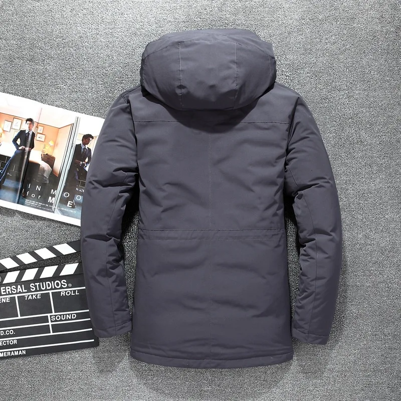 2022 The New Male Middle-aged and Elderly Dad Style Thick Warm Hood Windproof Waterproof Business High Cashmere Long Down Jacket
