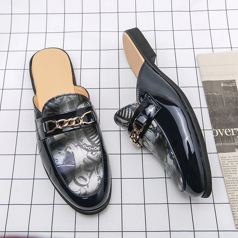 Closed Toe Sandals Leather Loafers Mules Casual Shoes  For M