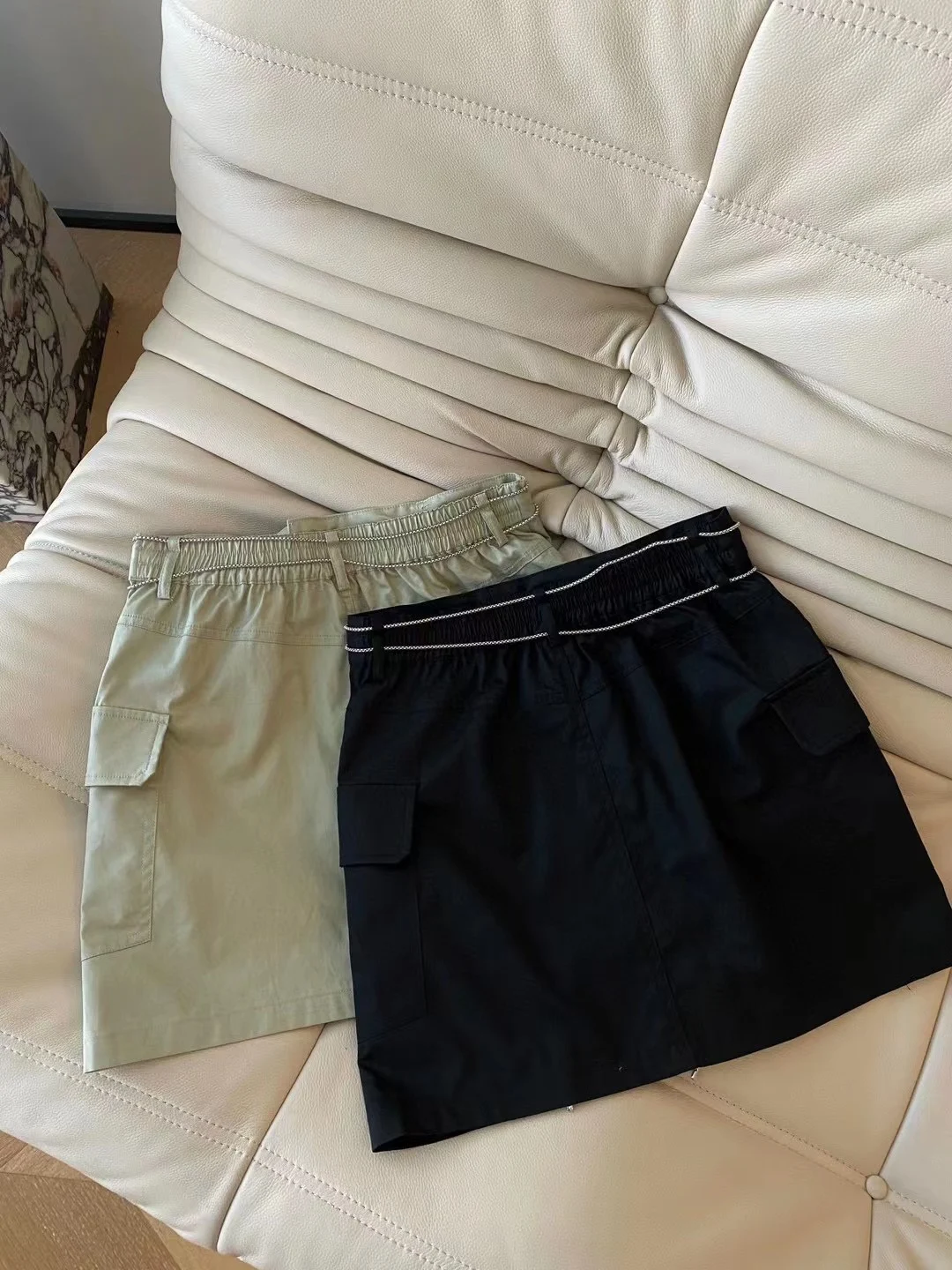 2023 Women's New Spring/Summer Workwear Style Casual Set Loose Top Shirt Short+Shorts Elastic Waist