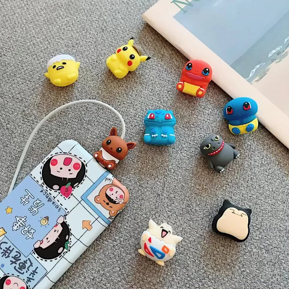 

Новый защитный Usb-кабель с изображением покемона Пикачу, органайзер для зарядного устройства с изображением героев мультфильмов, милая дек...