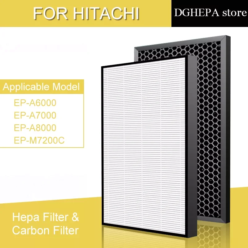 

for Hitachi air purifier EP-A6000 EP-A7000 EP-A8000 EP-M7200C True HEPA Filter and Activated Carbon Filters