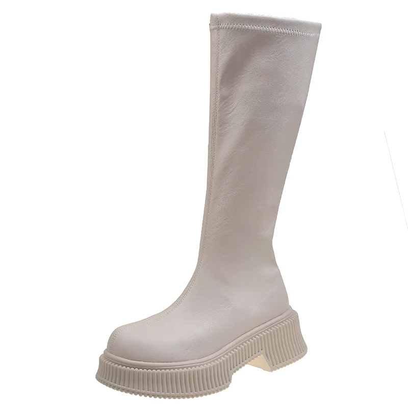 

Брендовая женская обувь, женские сапоги, привлекательная зимняя обувь на высоком каблуке, модная резиновая обувь выше колена на молнии с круглым носком, 202