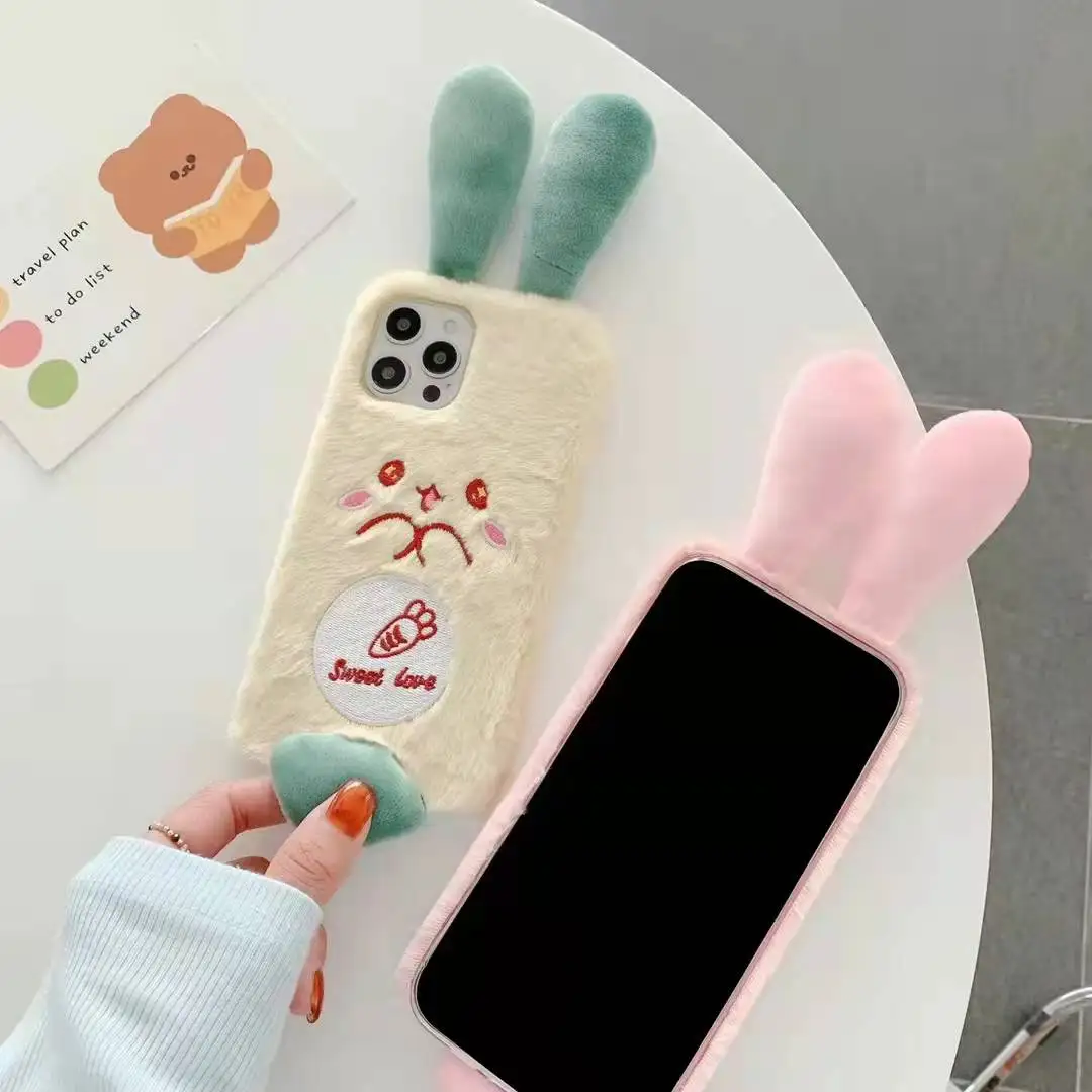 3D Милый Плюшевый чехол с кроличьим мехом для телефона Huawei Nova 9 Pro 3 7I 5T P50 P40 P30 P20 P10 Y9S