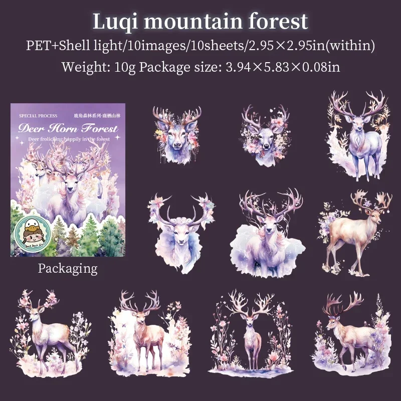 

10 Листов, Набор Наклеек С Животными-легкие Рога, Лесной Олень, Молочные Продукты, Декоративная Резка, Альбом