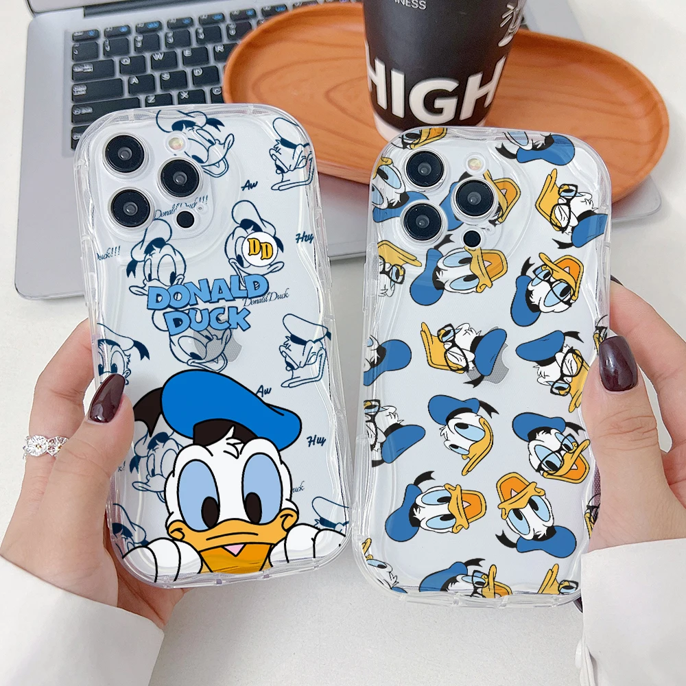 Funny Donald Duck Phone Case for Oppo A98 A94 A79 A78 A76 A74 A60 A58 A57 A55 A54 A53 A38 A17 A16 A15 A3x 5G 3D Wave Clear Cover