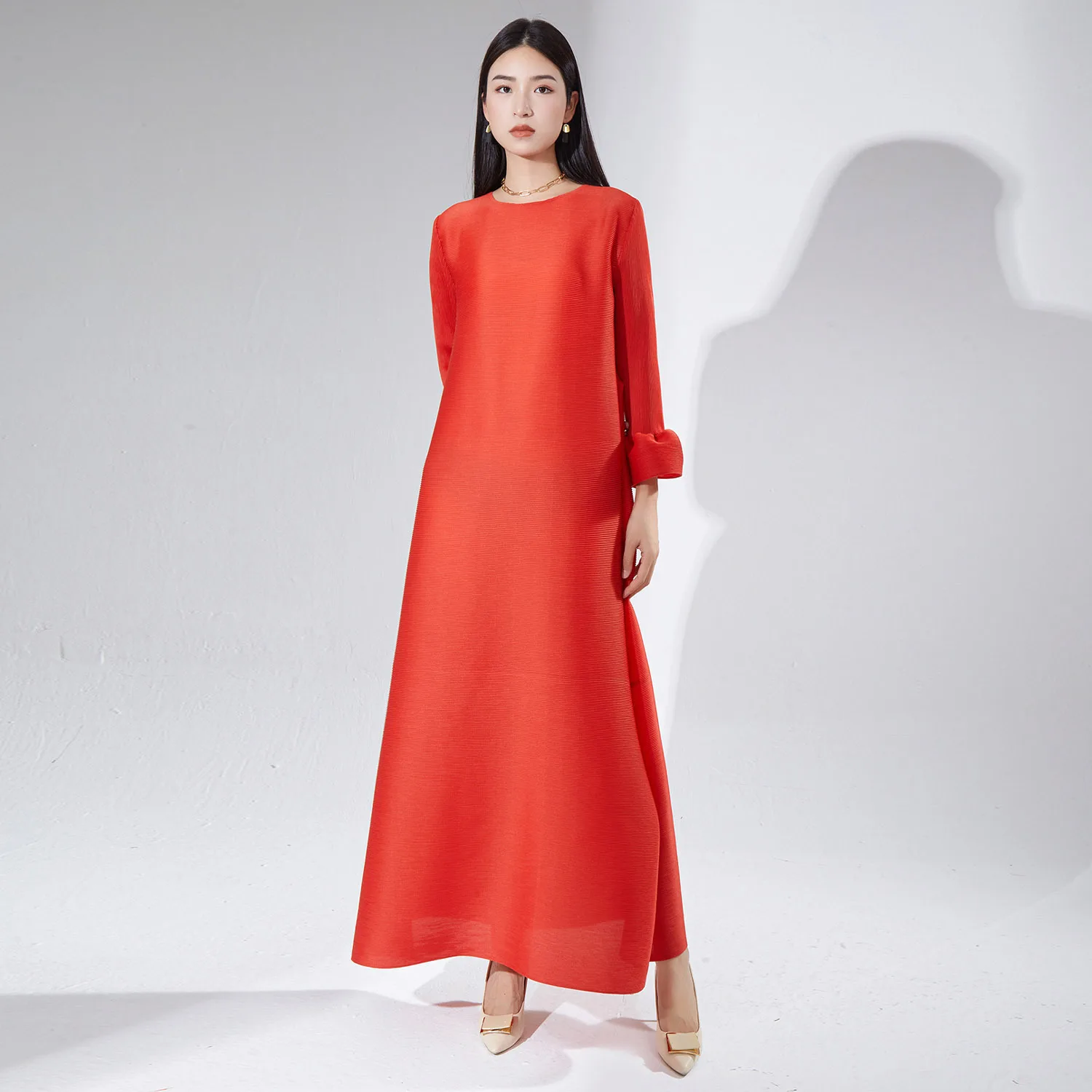 

Miyake Original Dress Women's High-end Loose Large Size Fashion Temperament Fall New Women's Pleated Plus Size Long Skirt